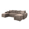 WOHNLANDSCHAFT MADISON U Beige Plüsch-Stoff mit Schlaffunktion - Beige, Holz (311/82/145cm) - MASSENO