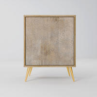 SIDEBOARD SCREEN ERROR, Eichefarben, 57,5x42x75,5 cm, Goldfarbene Metallfüße - Eichefarben/Goldfarben, Holzwerkstoff/Metall (57.5/75.5/42cm) - SpaceRebels