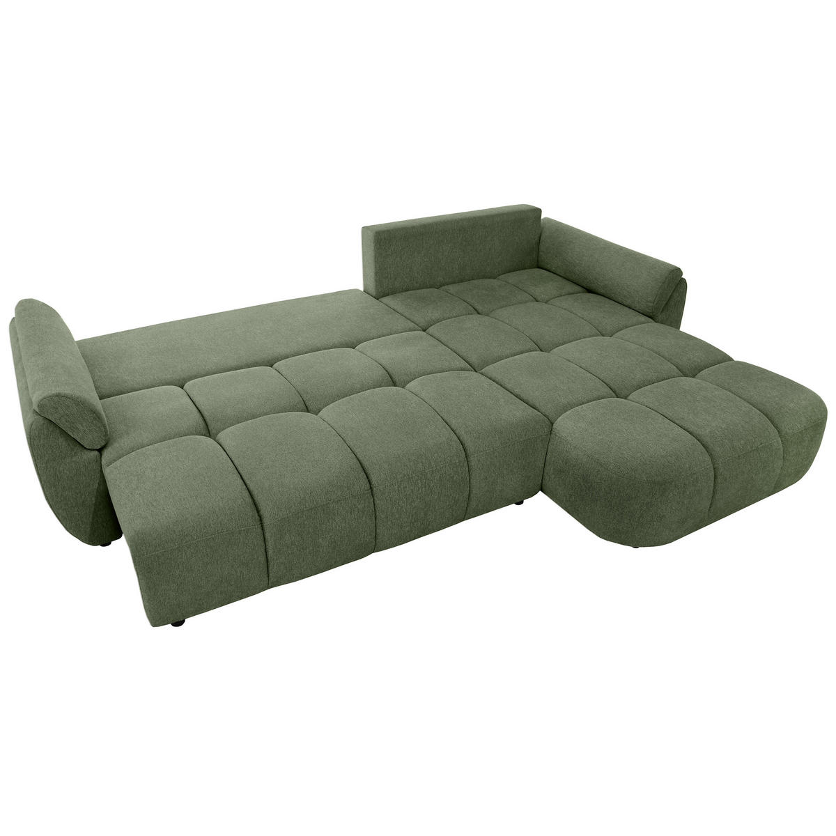 ECKSOFA Massimo, universelle Eckschlafsofa 280 cm mit Schlaffunktion und Bettkasten, Grün - Grün, Textil (283/204cm) - Beautysofa