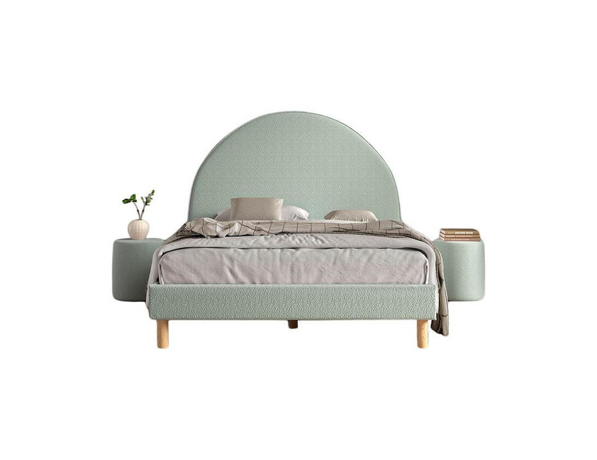 POLSTERBETT mit Hocker Karlotta 147x132x212 aus Holzwerkstoff in Grün - Grün, Holzwerkstoff (140/200cm) - 58aufmkessel