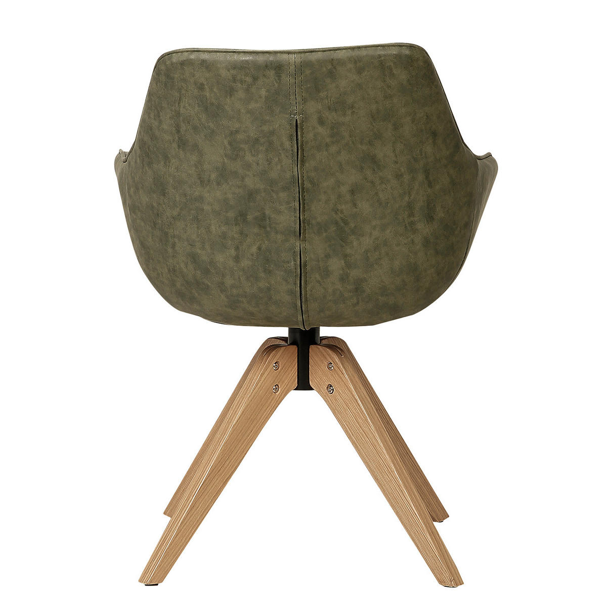 ARMLEHNENSTUHL - Eiche massiv - Eichefarben/Olivgrün, Leder (60/80/62cm) - home24