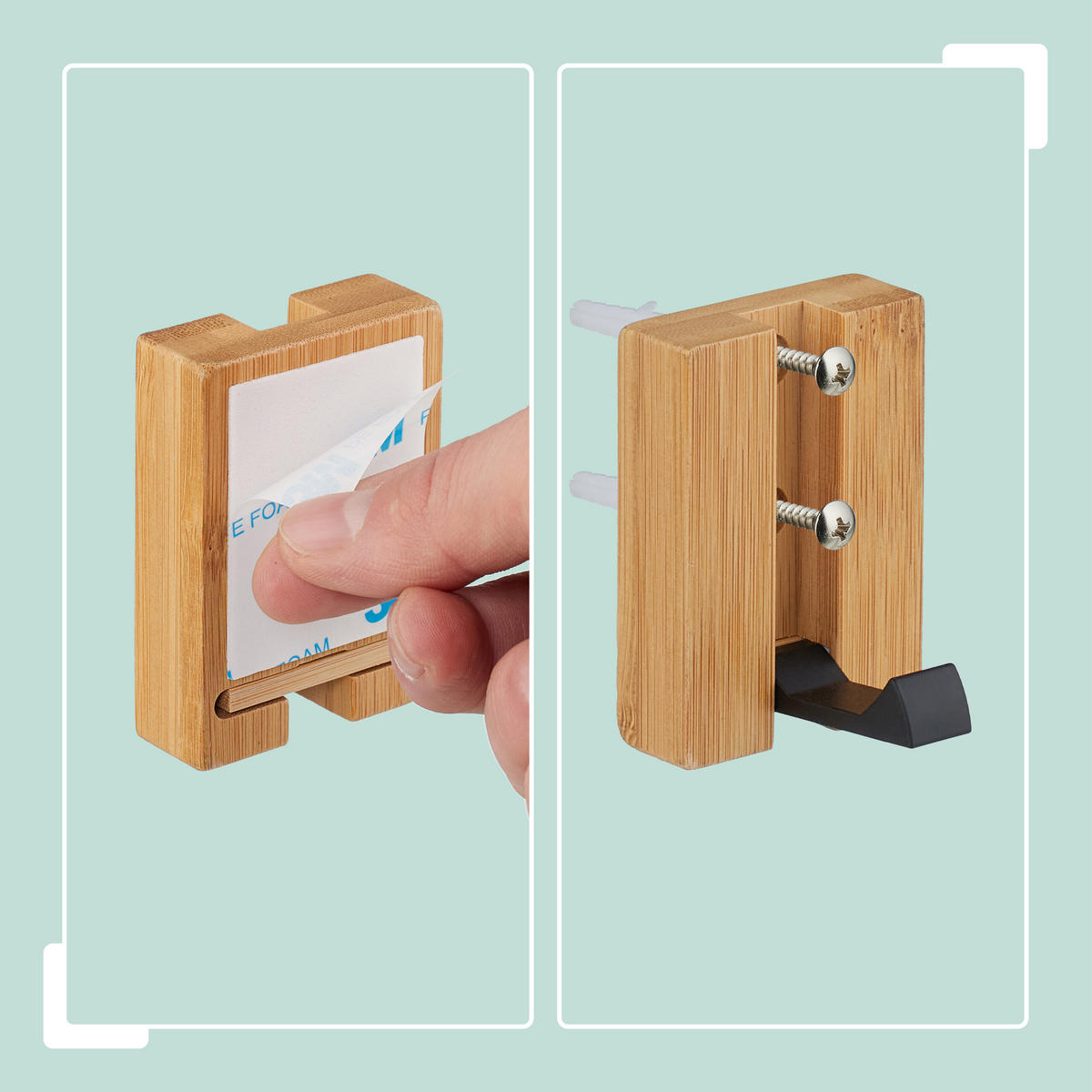 GARDEROBENHAKEN-SET - Hellbraun, Holz/Metall (5/7/5cm) - Relaxdays