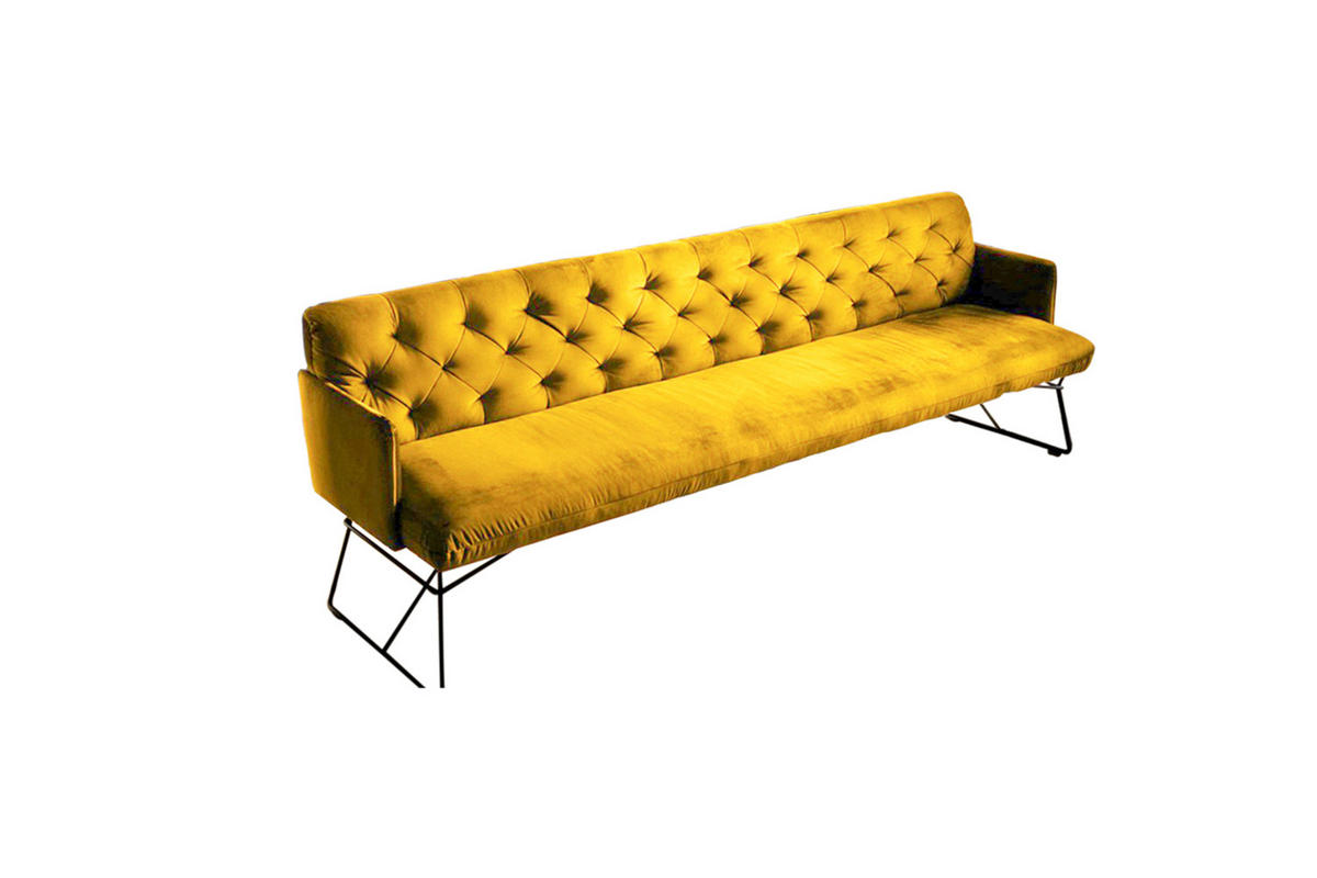 ESSZIMMERBANK CHARME Gelb Velvet - Gelb, Textil (186/85/68cm) - KAWOLA