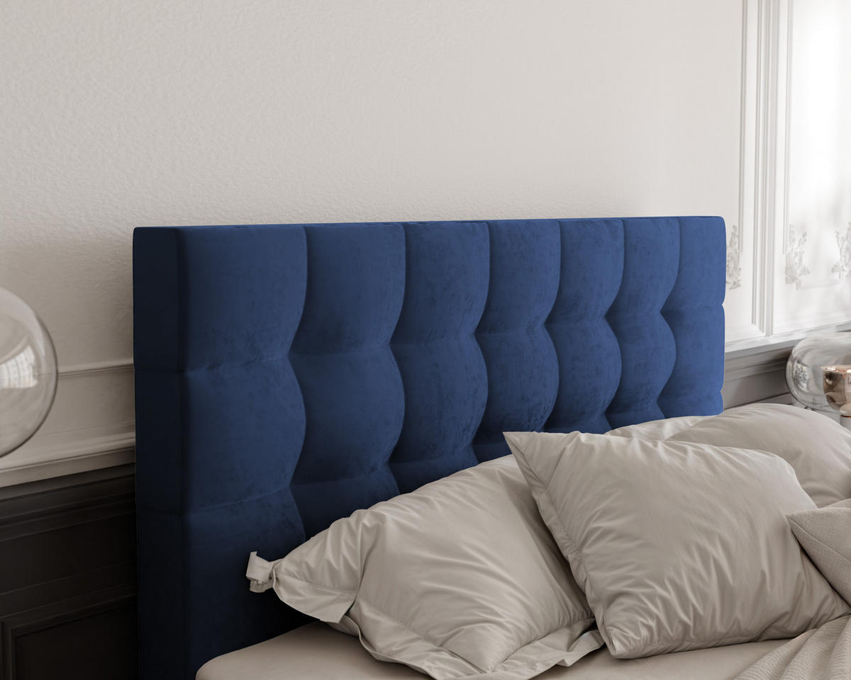 BOXBETT GRAND 180/200 cm, in Marineblau, mit Matratze und Topper - Dunkelblau, Holzwerkstoff/Textil (180/200cm) - Idohome