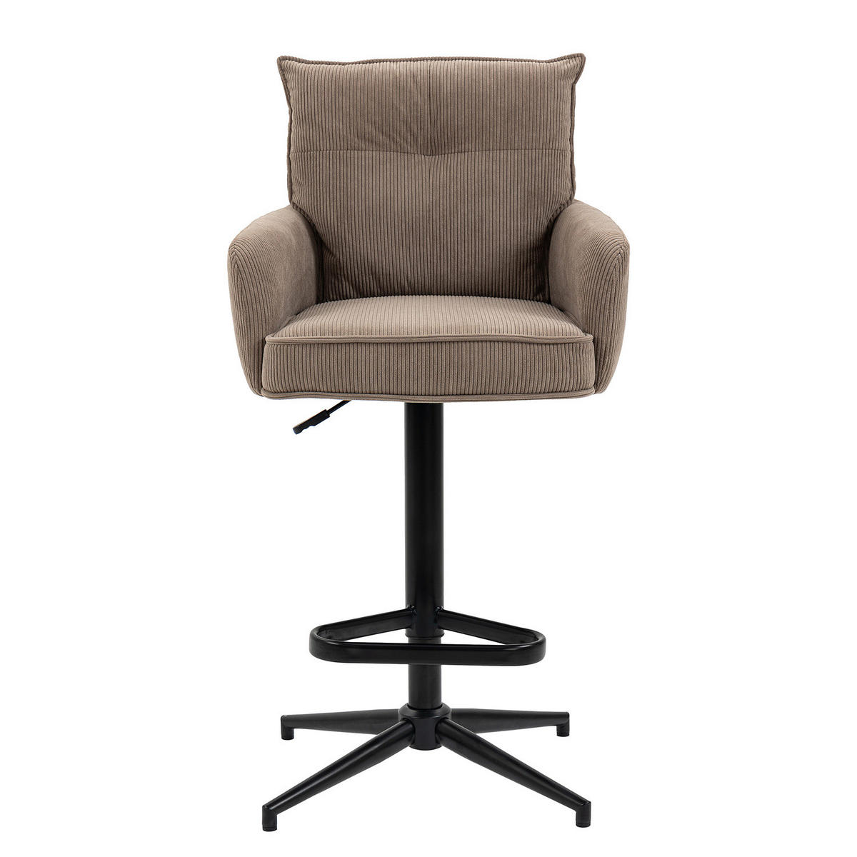 BARSTUHL - 2er-Set - Höhenverstellbar - Cord / Eisen - Braun, Textil/Metall (54/100/58cm) - home24