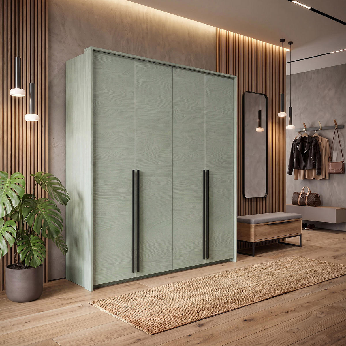 DREHTÜRENSCHRANK Giana mit 4 Türen, 210 cm, Eukalyptusfarbe - Eukalyptusholzfarben, Holzwerkstoff (210/217/65cm) - Beautysofa