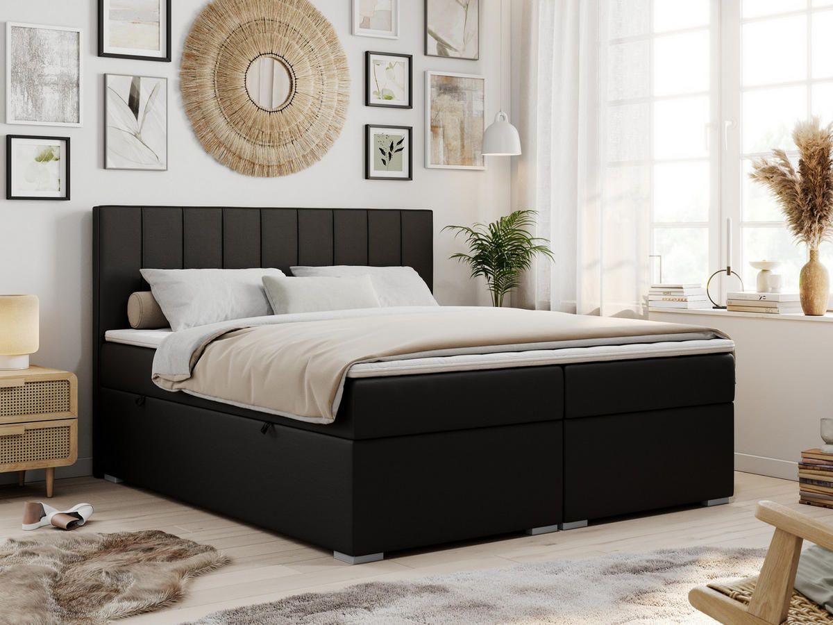BOXBETT ALLY 140/200 Schwarz Kunstleder - H4 - Schwarz, Holz/Textil (140/200cm) - MKS