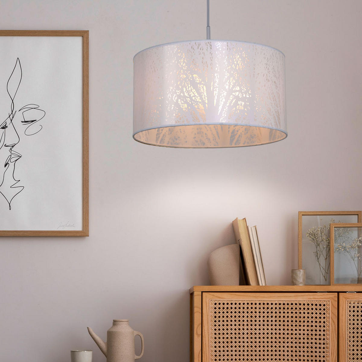 LED HÄNGELEUCHTE PINNI Metall Weiß - Weiß, Metall (38/38/120cm) - Globo Lighting