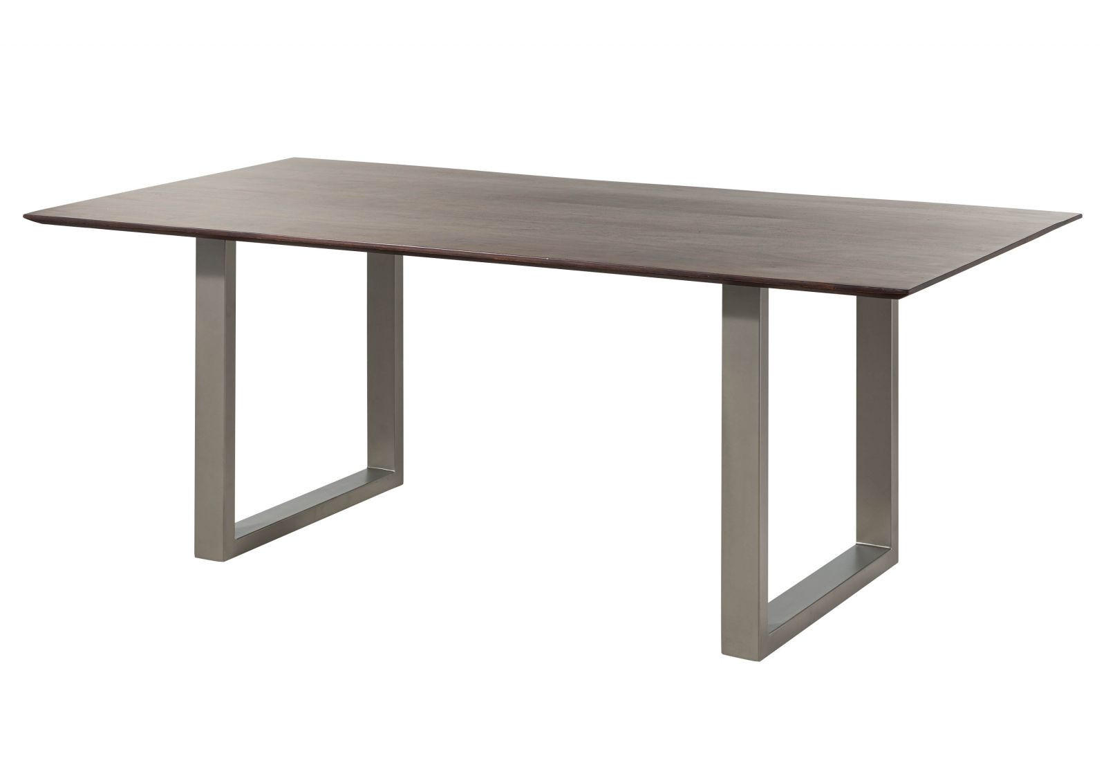 ESSTISCH Akazie 180x90 braun lackiert / U-Beine silber matt SWISS EDGE - Braun, Holz (90/180/76cm) - Massivmoebel24