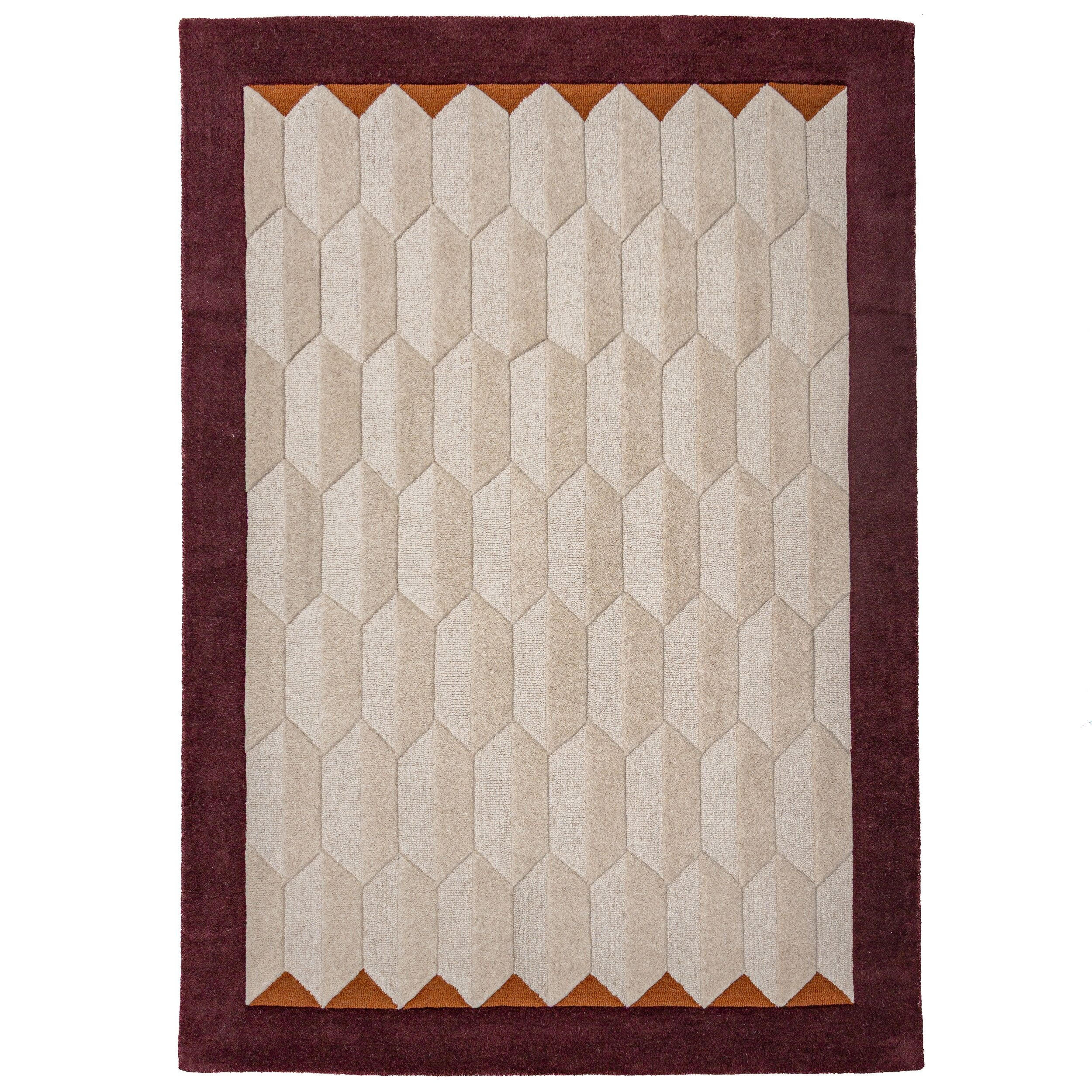 TEPPICH aus Wolle, handgetuftet, DARENT, in Bordeauxrot, Wabenmuster, 160 x 230 cm - Rot, Textil (160/230cm) - KADIMA DESIGN