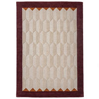 WOLLTEPPICH handgetuftet DARENT, Wabenmuster, Bordeauxrot, 200 x 290 cm - Rot, Textil (200/290cm) - KADIMA DESIGN