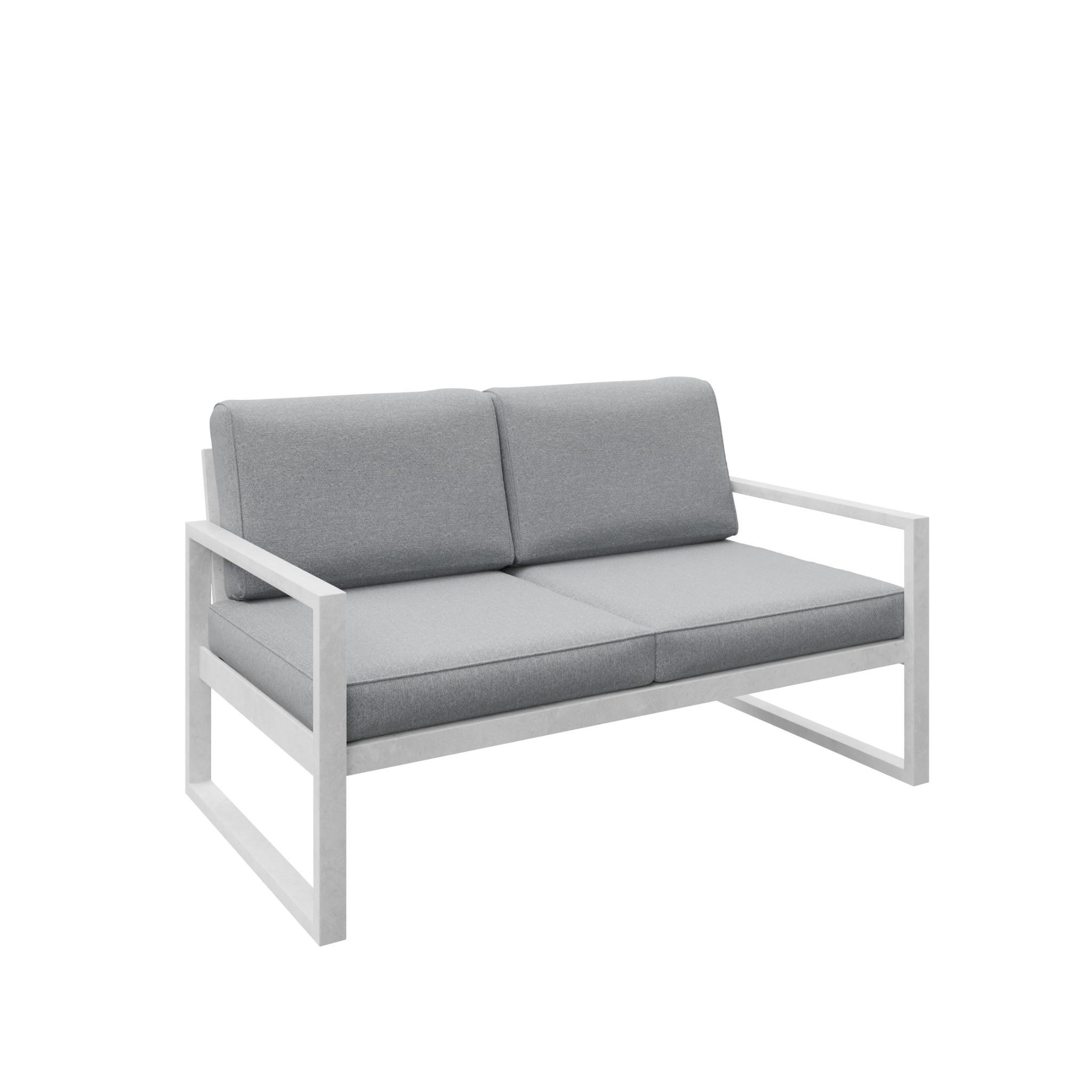 GARTENSOFA 2 Sitzer Madera 146x80cm, weiß, hellgrau - Hellgrau/Weiß, Kunststoff/Metall (146/86/80cm) - Margaret Hadas24