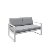 GARTENSOFA 2 Sitzer Madera 146x80cm, weiß, hellgrau - Hellgrau/Weiß, Kunststoff/Metall (146/86/80cm) - Margaret Hadas24