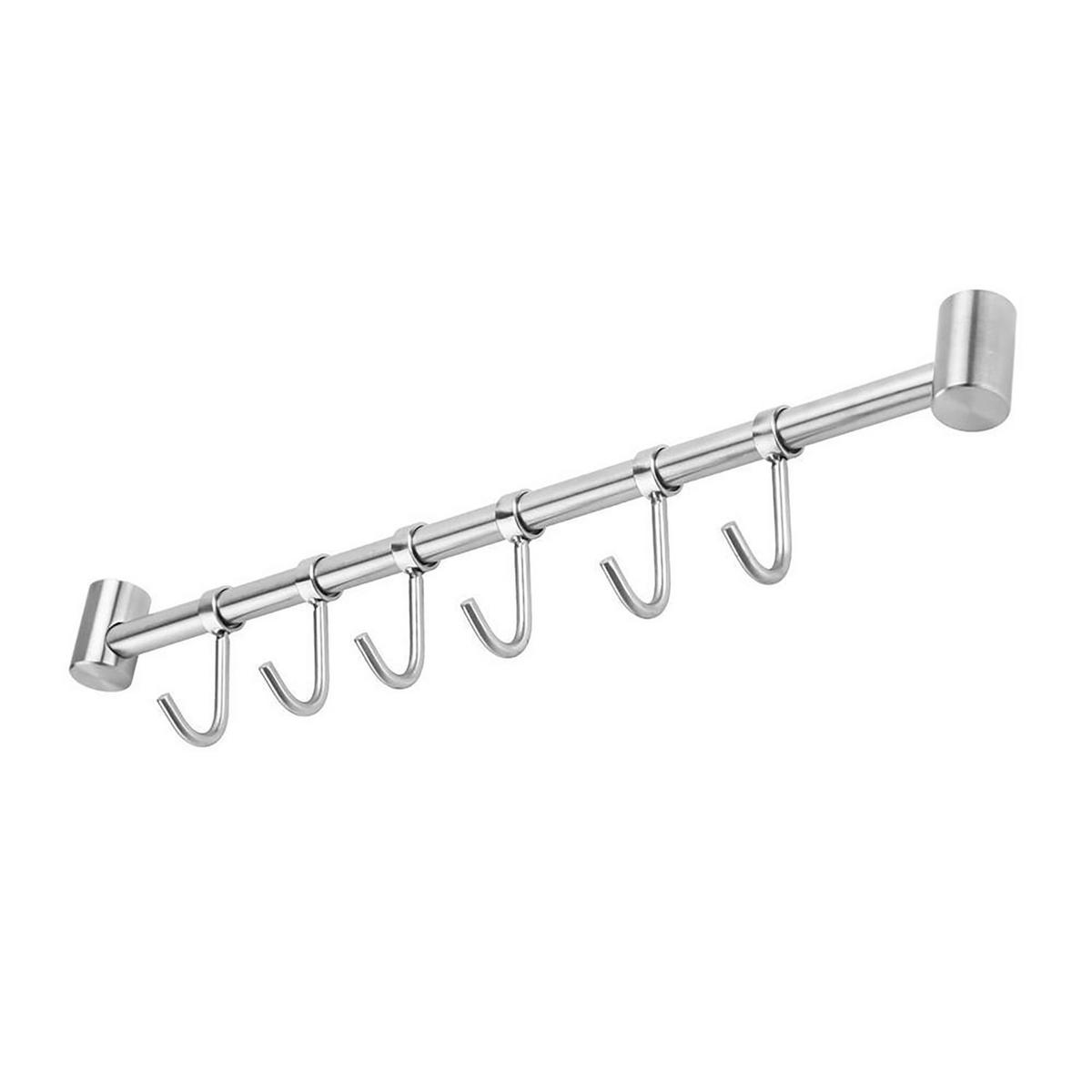 KÜCHEN HÄNGELEISTE mit 6 Haken - Silberfarben, Metall (3.4/2.2/38cm) - Intirilife