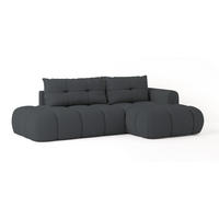 ECKSOFA FLUMA R-S Graphitfarben Geflochtener Stoff mit Schlaffunktion - Graphitfarben, Holz (274/165cm) - MASSENO