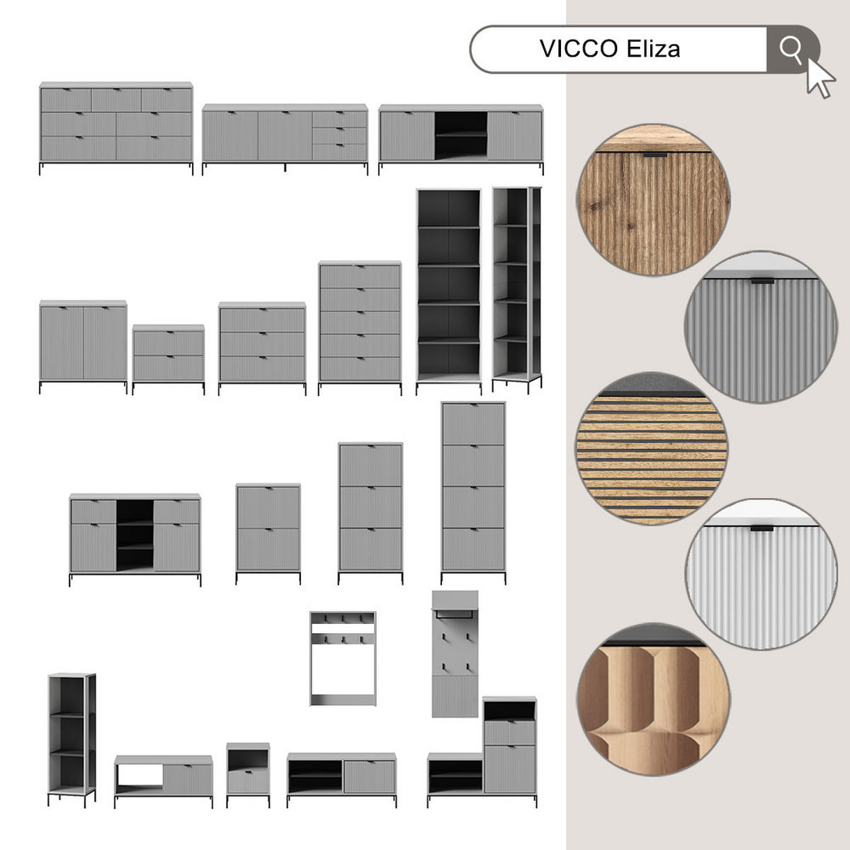 GARDEROBE Eliza Viking Oak 100 x 45 cm Set, 3 Teile - Eichefarben, Holzwerkstoff (100/45/40cm) - Vicco