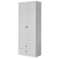 GARDEROBENSCHRANK weiß matt 81 x 196 cm, SCHUHSCHRANK im Landhaus-Stil - Silberfarben/Weiß, Holzwerkstoff/Metall (81/196/41cm) - Top.Furn