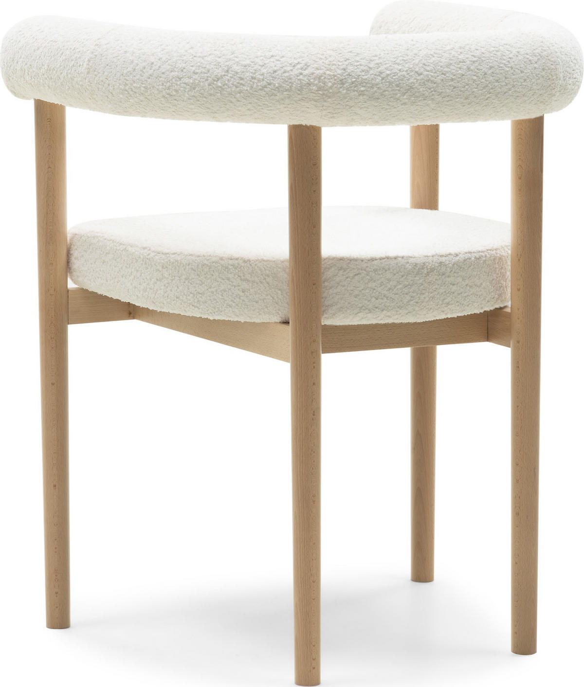 ESSZIMMERSTUHL MAYA 2er Set in Weiß Boucle mit massivem Buchenholzgestell 62/56/78 cm - Hellbraun/Braun, Holz/Textil (61/74/57.5cm) - WFL GROUP