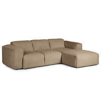 3-SITZER ECKSOFA mit Longchair - Taupe/Schwarz, Kunststoff/Textil (251/173cm) - home24