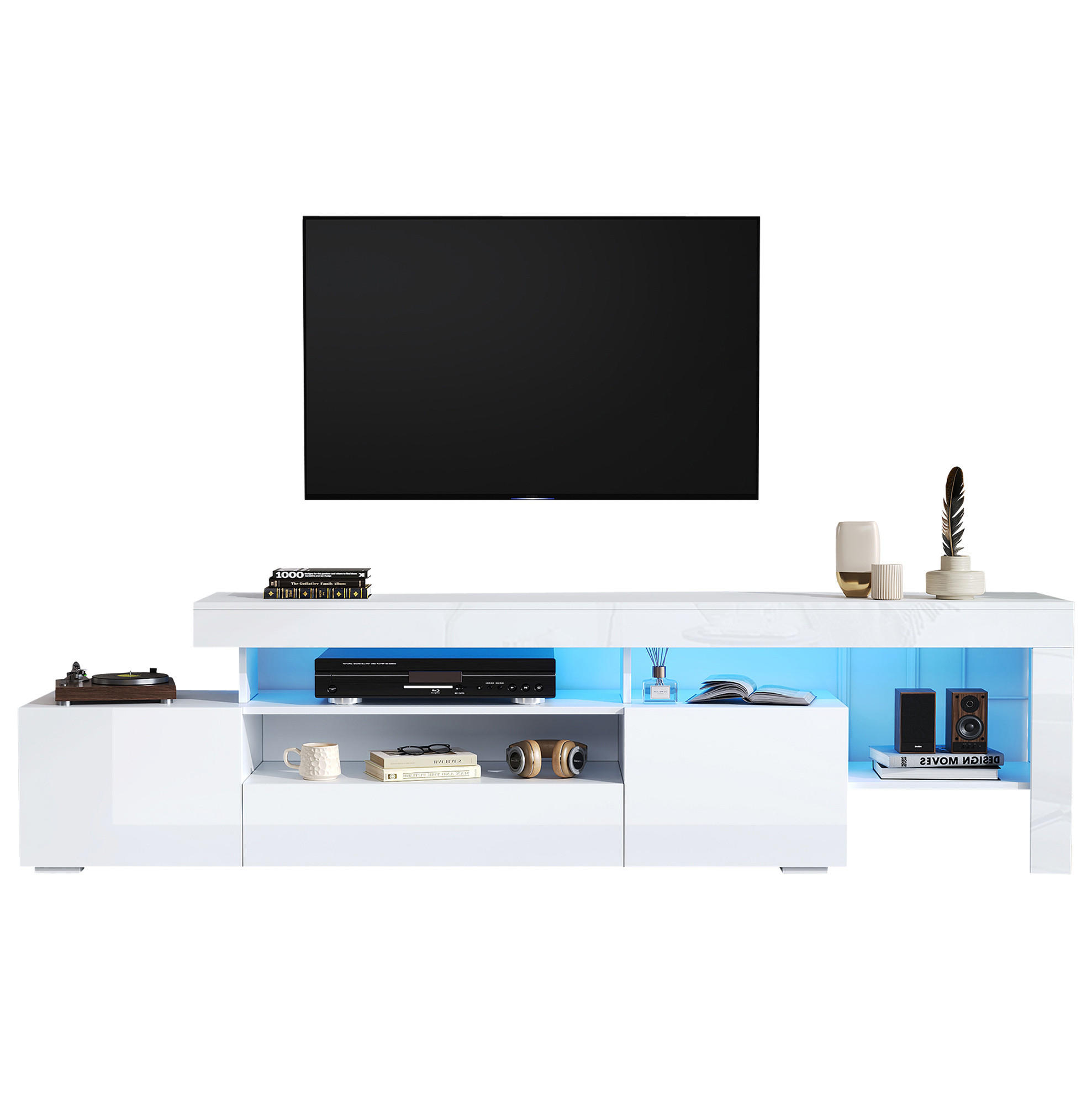 TV-ELEMENT mit LED 192 x 37 x 53 cm Hochglanz Weiß - Weiß, Holzwerkstoff (37/53/192cm) - Beauniv