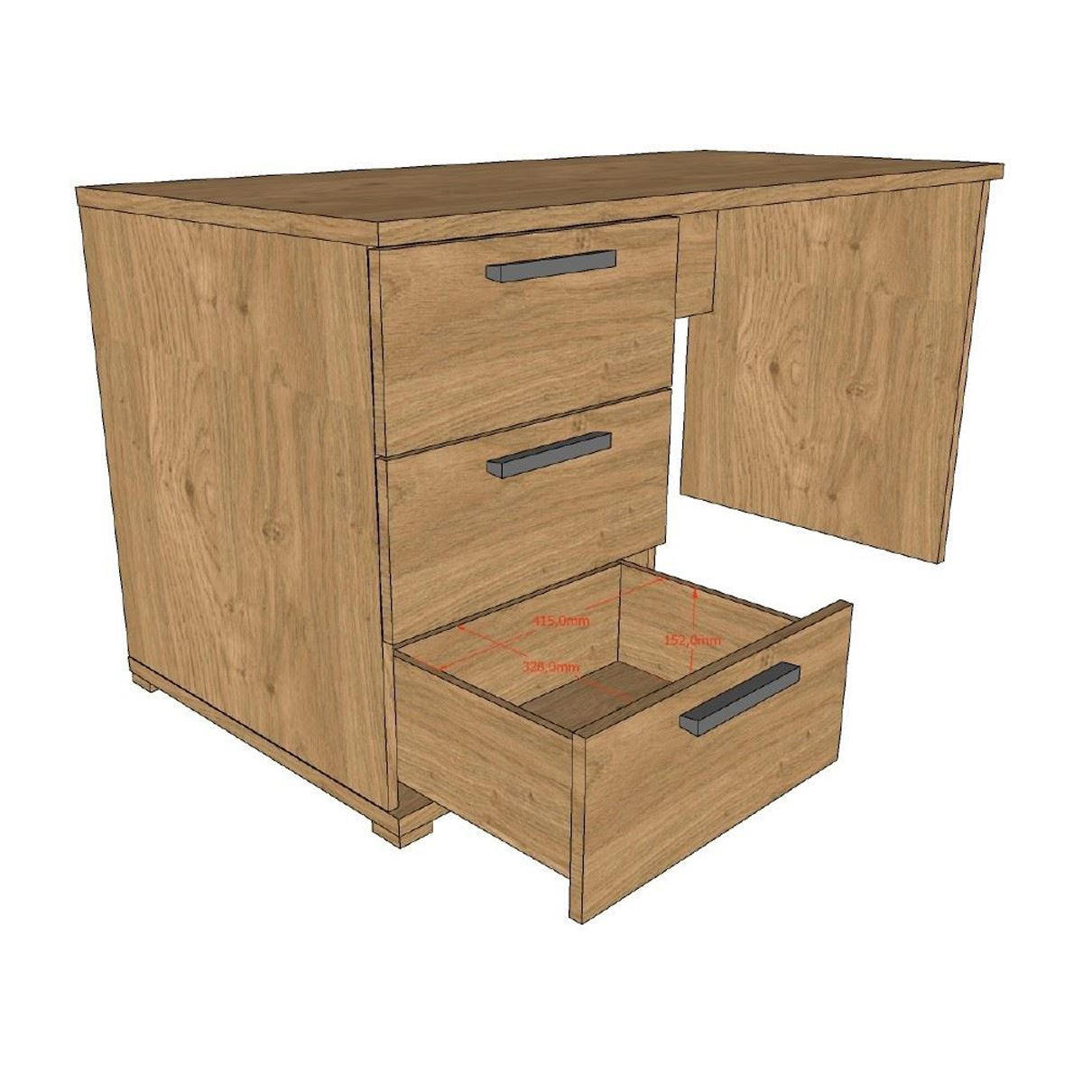 SCHREIBTISCH Keelia Eiche Melamin 3 Schubladen Stauraum - Eichefarben, Kunststoff (140/65/74cm) - 58aufmkessel
