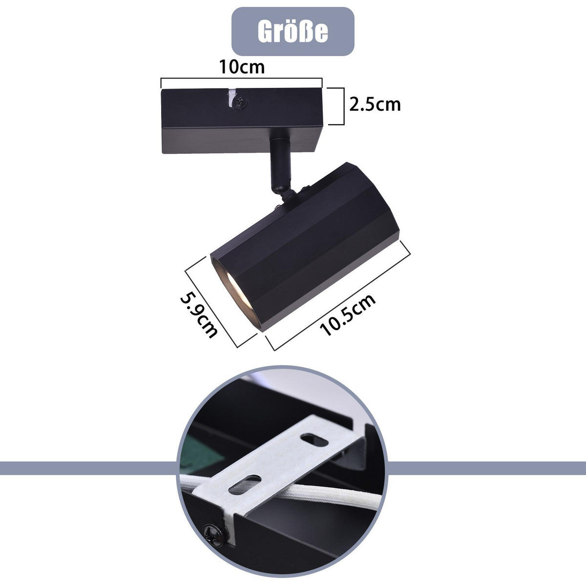 STRAHLER Adorf 1-flammig 10/2.5/15.3 cm - Schwarz, Metall (10/2.5/15.3cm) - Nettlife