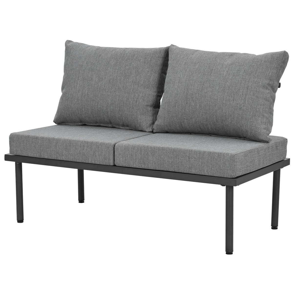 ZAHRADNÍ lounge set šedý z olefinu s pozinkovaným železem a skleněnou deskou - šedá, kov - OKWISH