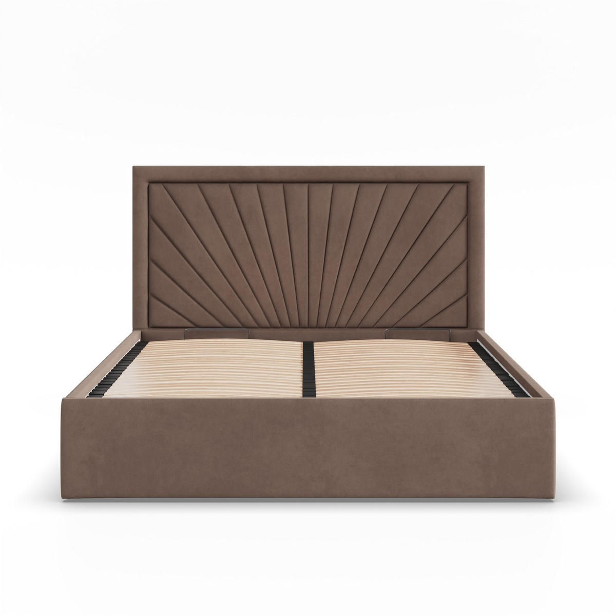 POLSTERBETT MIT KOPFTEIL 180x200 mit Bettkasten VASTO, Braun - Braun, Textil (180/200cm) - Mebligo