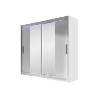 KLEIDERSCHRANK London II, mit RGB LED Beleuchtung - Silberfarben/Weiß, Holzwerkstoff/Kunststoff (180/215/58cm) - MIRJAN24