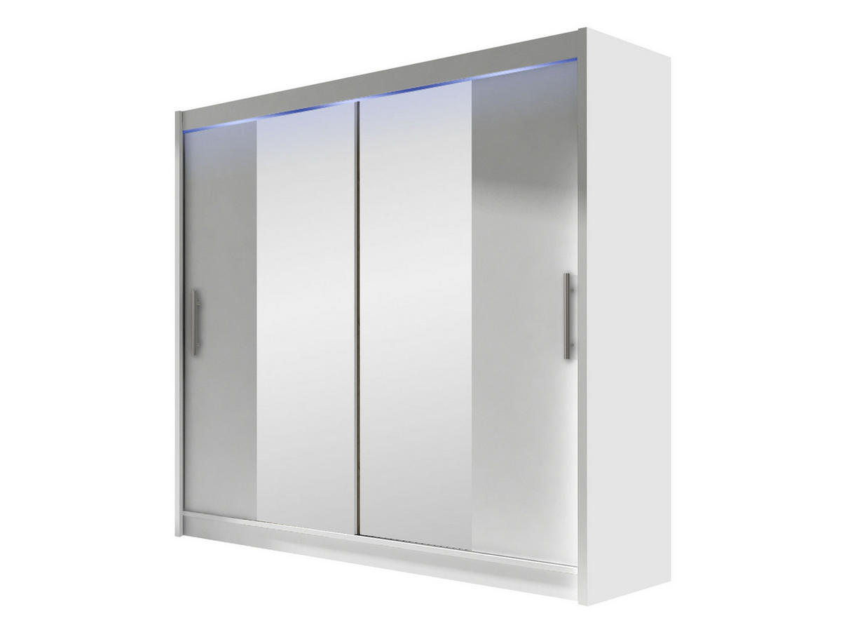 KLEIDERSCHRANK London II, mit RGB LED Beleuchtung - Silberfarben/Weiß, Holzwerkstoff/Kunststoff (180/215/58cm) - MIRJAN24