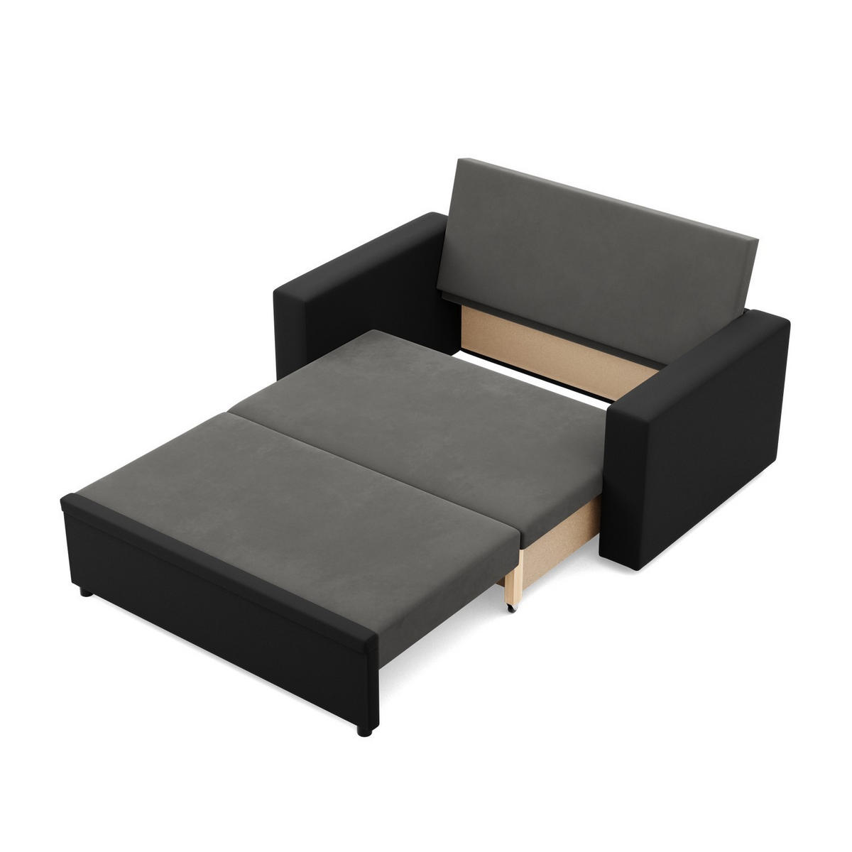 SOFA 2-SITZER MIT SCHLAFFUNKTION LUNA, Dunkelgrau + Schwarz - Dunkelgrau/Schwarz, Textil (148/90/87cm)