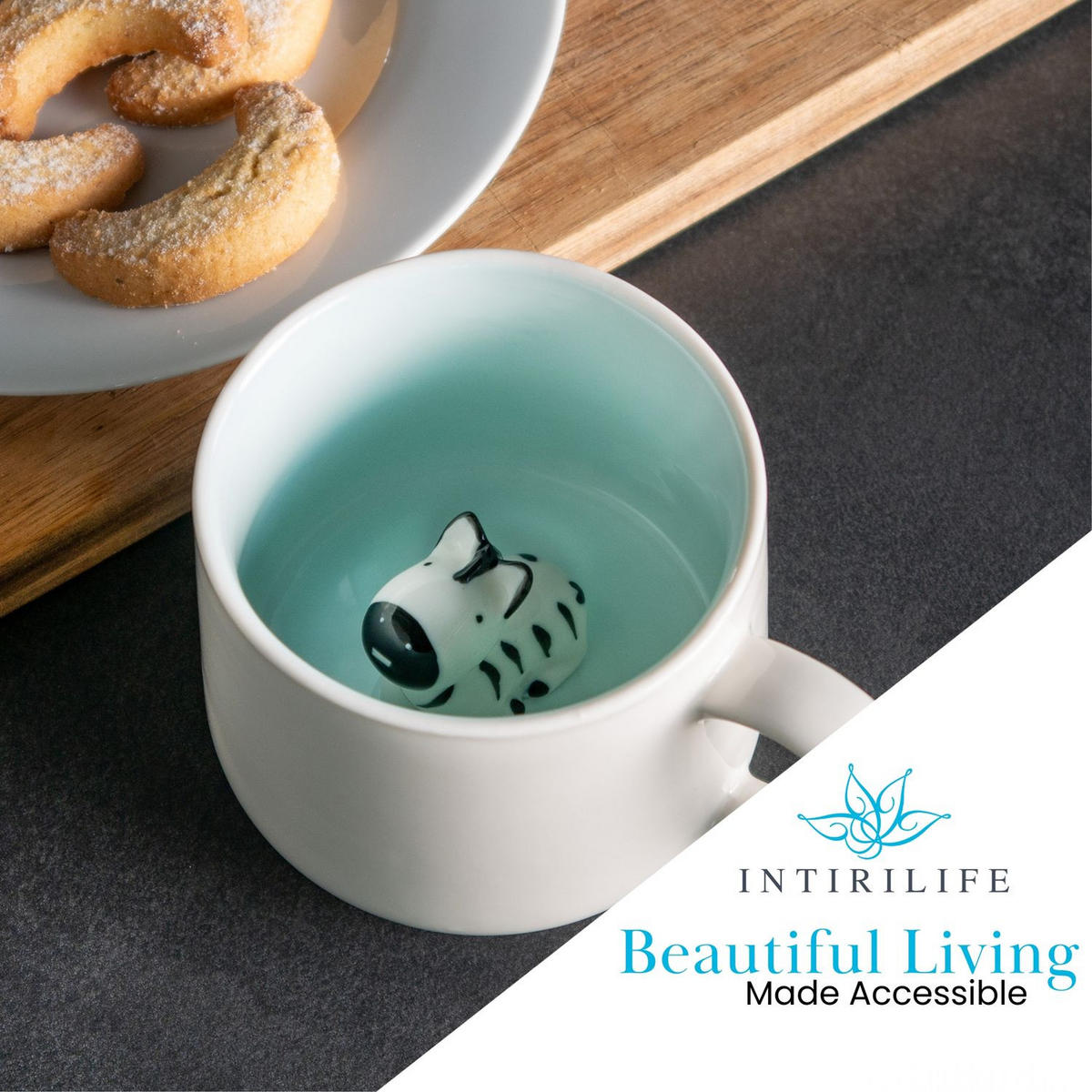 KAFFEETASSE 300ml 3D Cartoon - Weiß, Keramik (0.3L) - Intirilife
