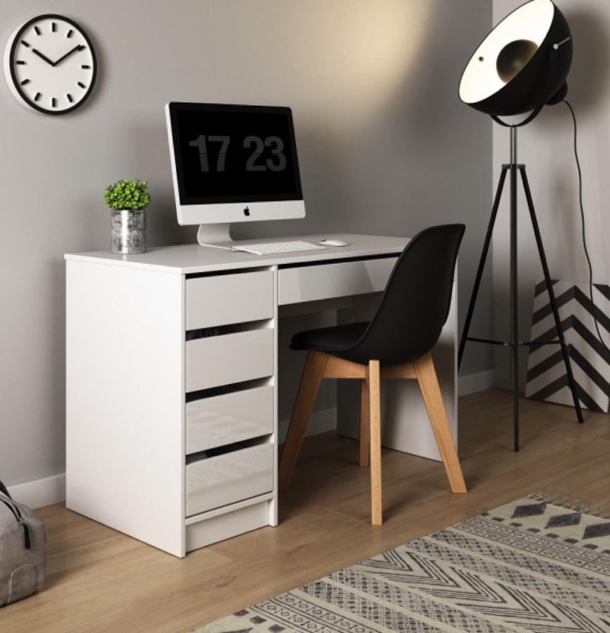 SCHREIBTISCH Weiß AGA Mit Schubladen - Weiß, Holzwerkstoff (55/55/75cm) - Sepro Meble