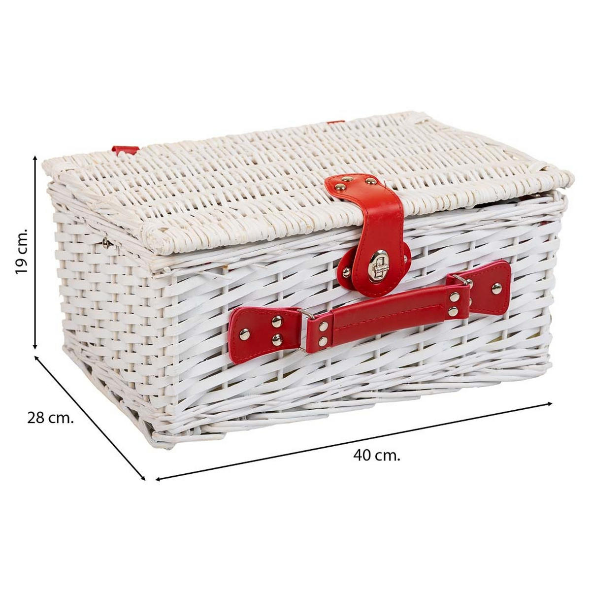 PICKNICKKORB, weiß, 40x28x19cm - Weiß, Naturmaterialien (40/20/28cm) - Wanderlust