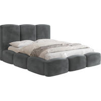 POLSTERBETT Harmony mit Bettkasten, Grau Samt 120x200 cm - Birkefarben/Schwarz, Holz/Holzwerkstoff (120/200cm) - WFL GROUP