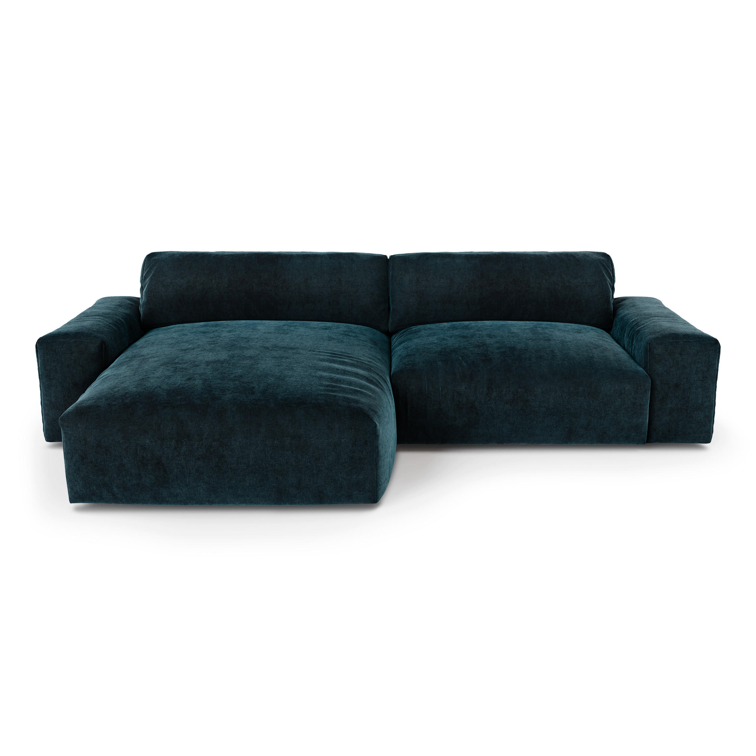 ECKSOFA LINKS Samt Pfauenblau 310cm - Blau/Hellblau, Textil (174/310cm) - Sia Home