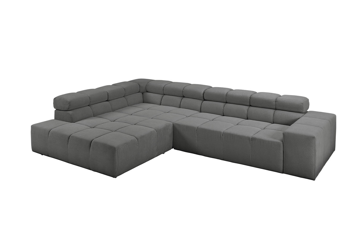 ECKSOFA NEVADA Anthrazit Cord - Anthrazit/Schwarz, Kunststoff/Textil (319/215cm) - KAWOLA