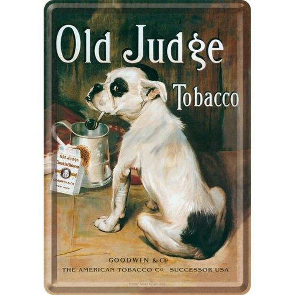 MINIBLECHSCHILD 10/14 cm Animal Club Old Judge Tobacco - Multicolor, Metall (10/14/0.1cm) - Nostalgic-Art