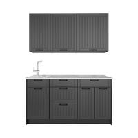 SINGLEKÜCHE Fame-Line, Dunkelgrau/Anthrazit, 150 cm, AP Marmor - Dunkelgrau/Anthrazit, Holzwerkstoff (150/82/60cm) - Vicco