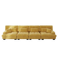 SOFA modulares Ecksofa 4-Sitzer Chenille Yellow - Gelb, Kunststoff (77/81/406cm) - Meubliv