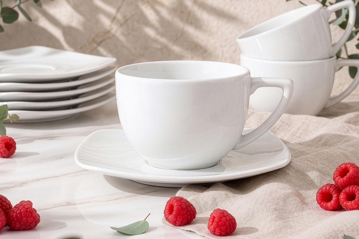 KAFFEETASSENSET CARLINA 12-tlg - Weiß, Keramik (14/2/14cm) - KONSIMO®