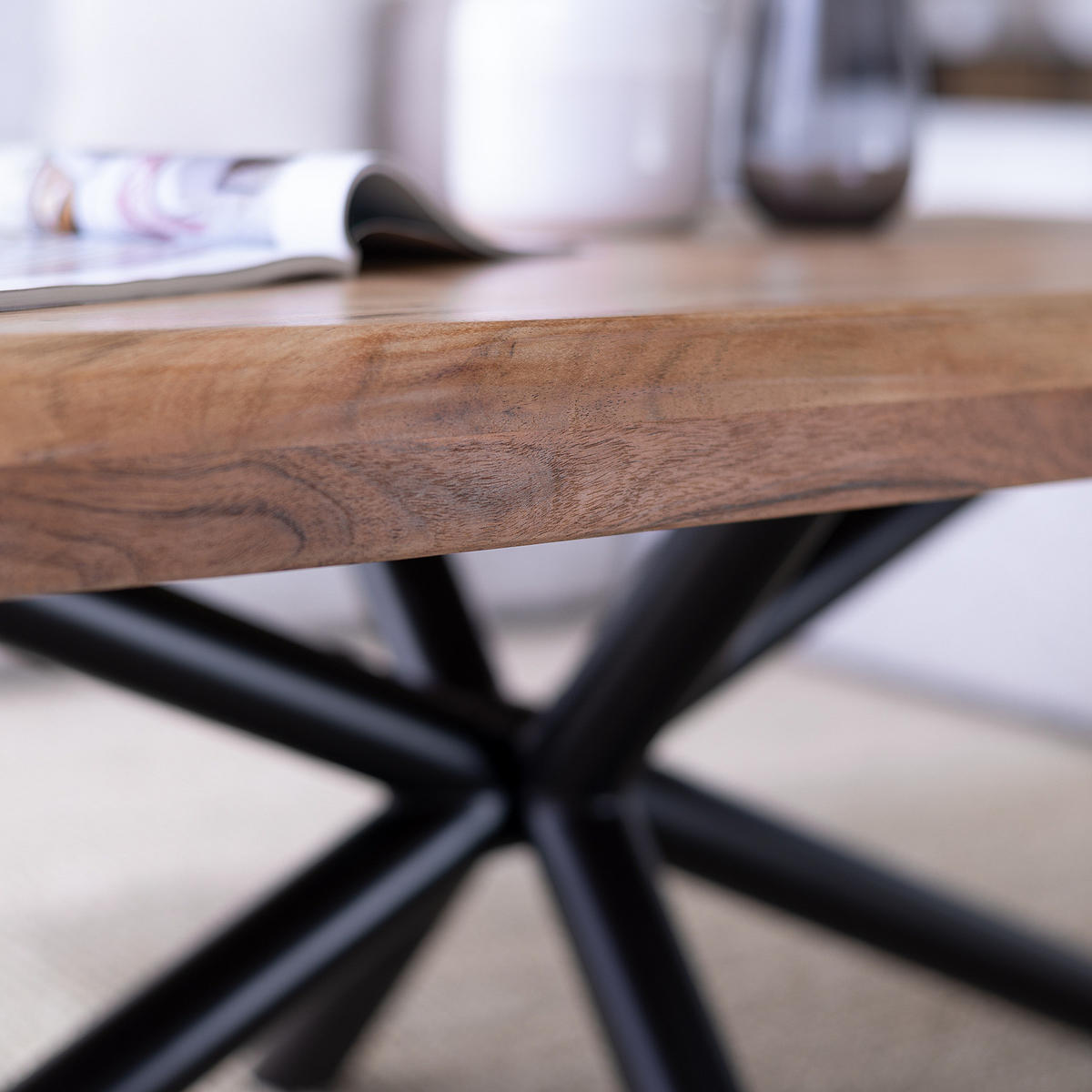 HOME24 Couchtisch KHENO - Schwarz, Holz/Metall (70/120/45cm) - home24