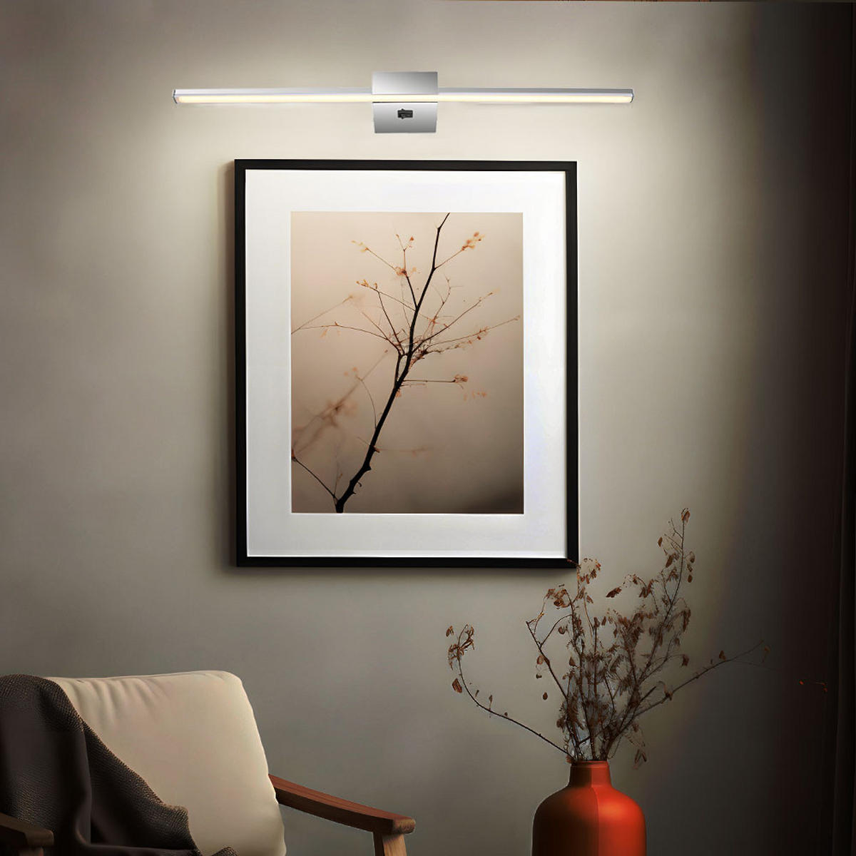 LED WANDLEUCHTE Metall Chrom Silber - Silberfarben, Metall (61.5/3.7/11cm) - Globo Lighting