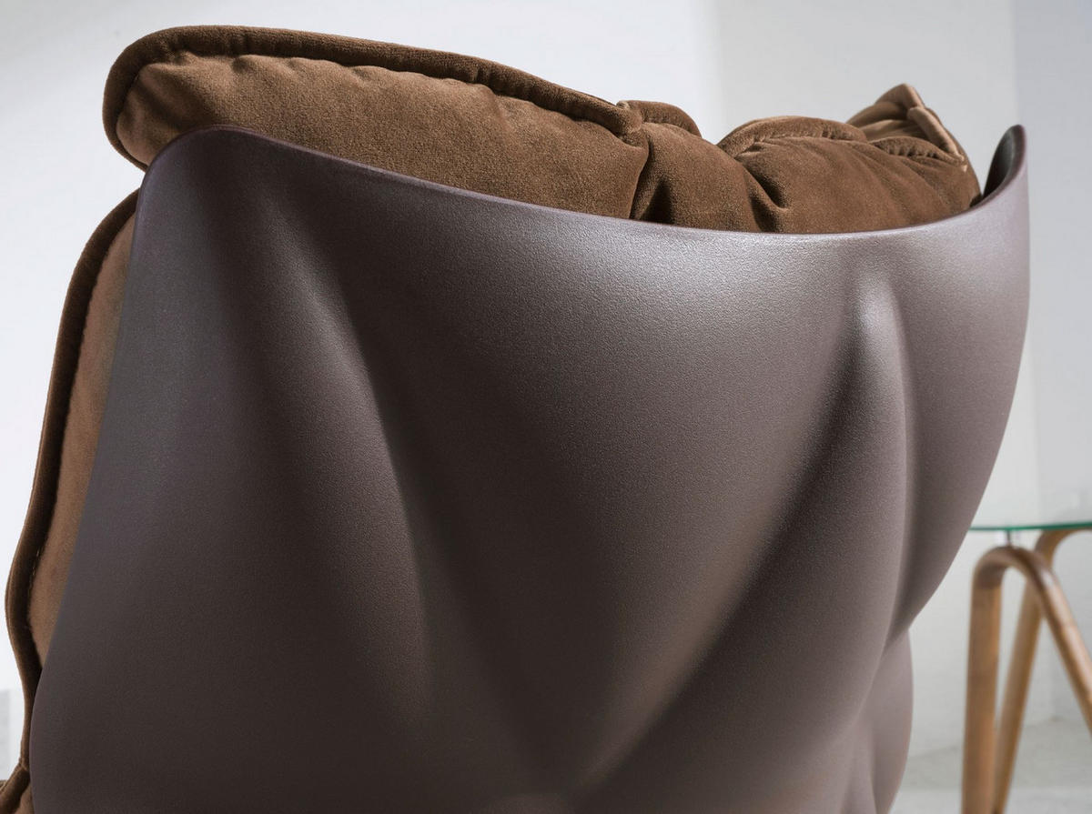 DREHSESSEL aus braunem Samt und braunem PVC 70/75/94 cm - Walnussfarben/Braun, Textil (70/94/75cm) - ANGEL CERDA