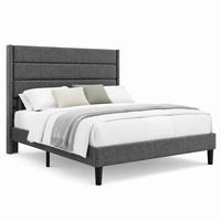 BETT mit Lattenrost 140x200 cm Leinen Dark Grey - Dunkelgrau, Metall (140/200cm) - Meubliv