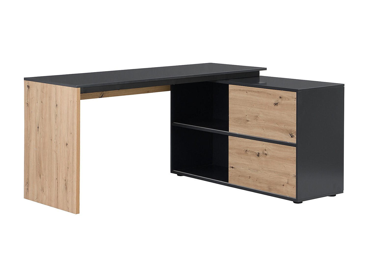 SEKRETÄR mit 3 Türen - MDF - Naturfarben & Schwarz - COLIOBA - Schwarz, Holz (150/124/75cm) - Vente-Unique