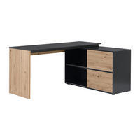 SEKRETÄR mit 3 Türen - MDF - Naturfarben & Schwarz - COLIOBA - Schwarz, Holz (150/124/75cm) - Vente-Unique