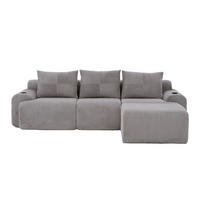 SOFA 268/174/80 cm in Hellgrau mit Cupholder und Aufbewahrungstasche - Hellgrau, Textil (174/80/268cm) - Flora Grace