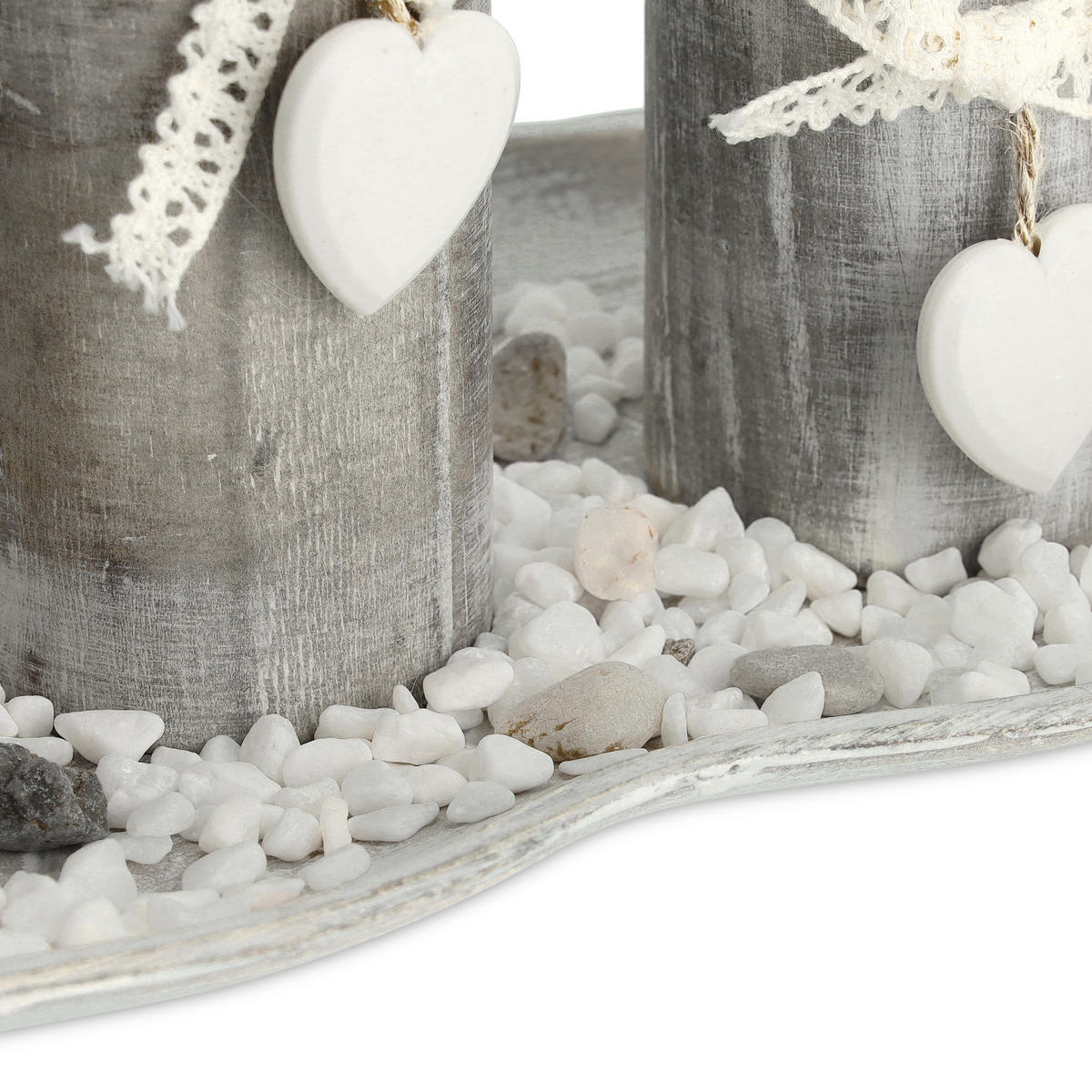 TEELICHTHALTER - Beige, Holzwerkstoff/Stein (12cm) - Relaxdays