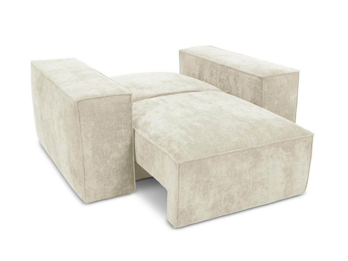SCHLAFSESSEL Chenille Stoff Beige - Beige/Schwarz, Holzwerkstoff/Kunststoff (157/81/113cm) - Makamii
